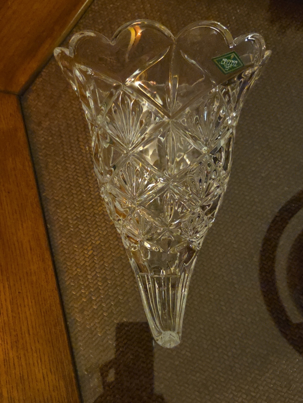 SHANNON Clear Scalloped Crystal  Pocket Vase Cornucopia